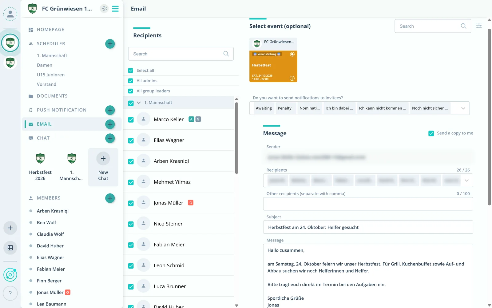 Choosing recipients by group and role
