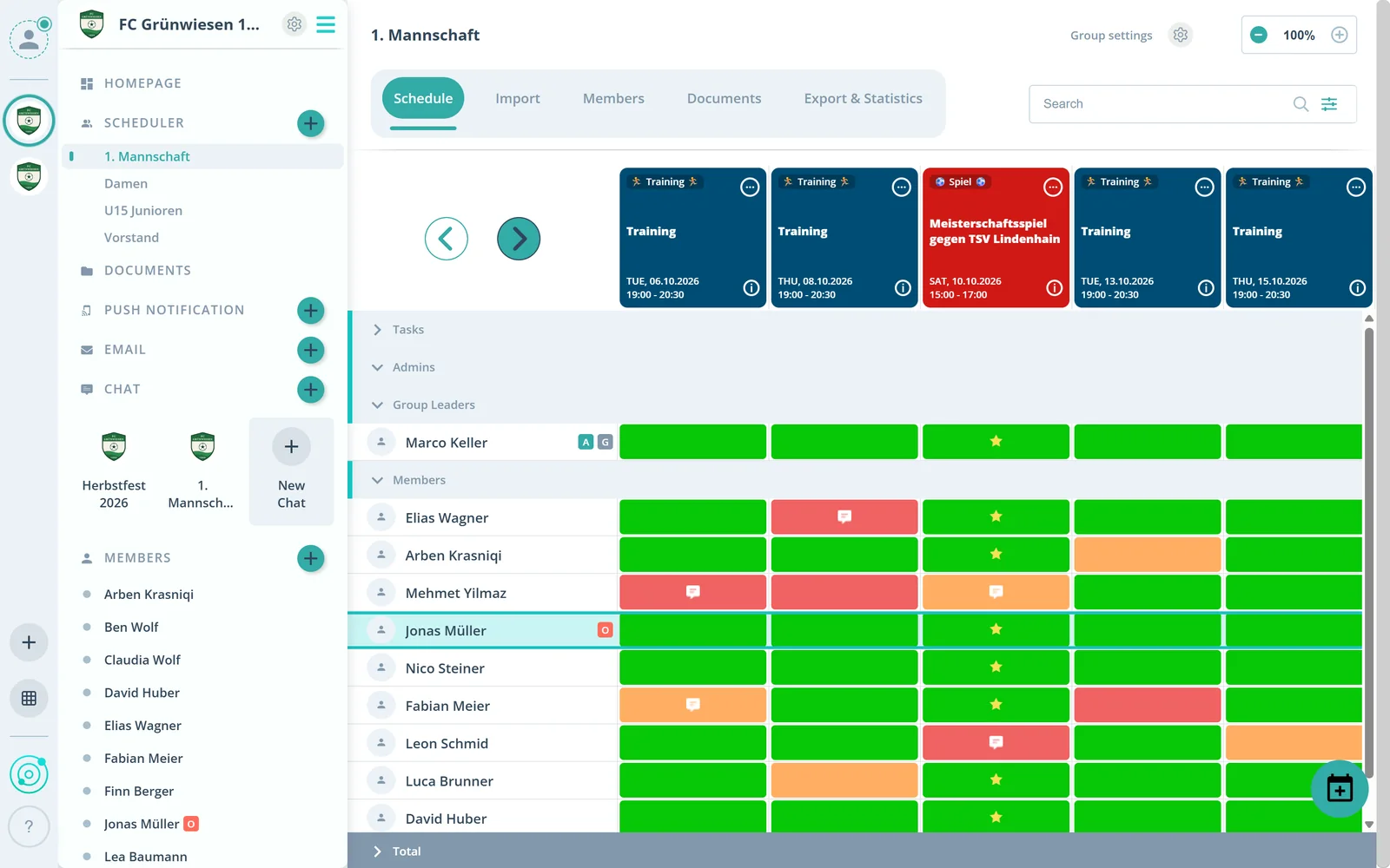 Gumb scheduler in the browser with every member's reply